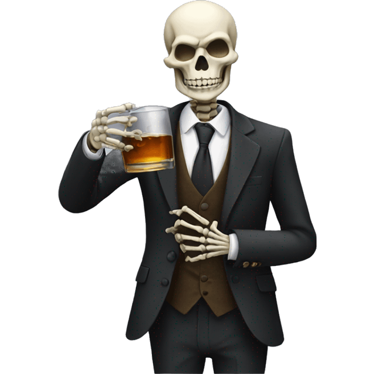 skeleton in a suit drinking whiskey emoji