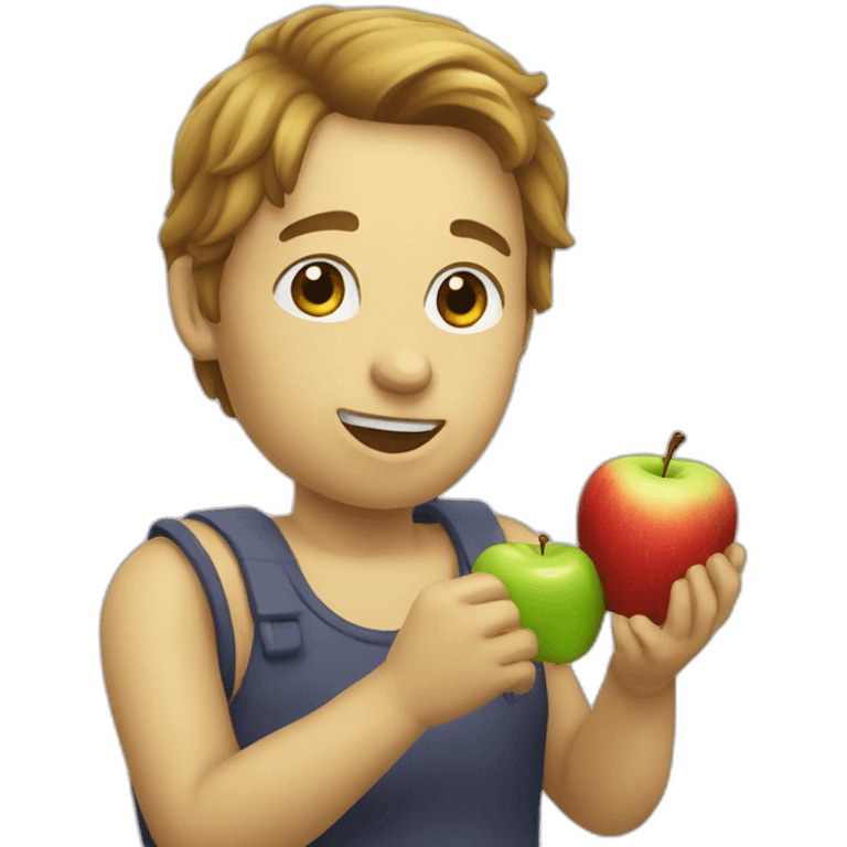 Android eating apple emoji