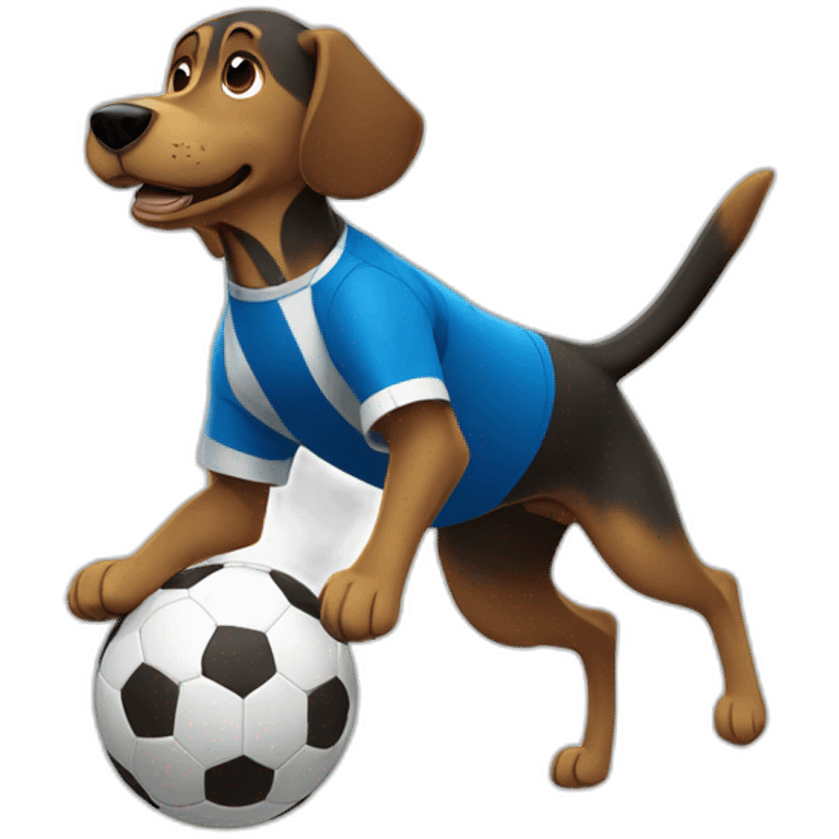 Cão jogando futebol emoji