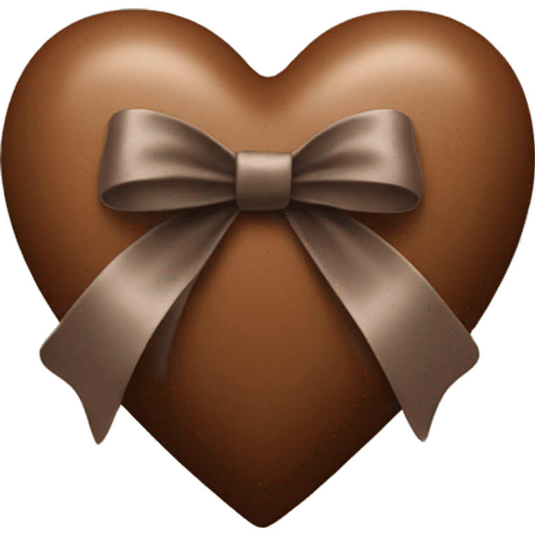 mocha brown heart with a bow around it  emoji