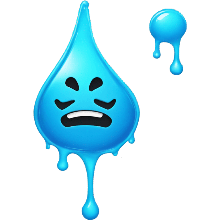 Glowing shiny Cyan blue liquid splash splatter drip emoji