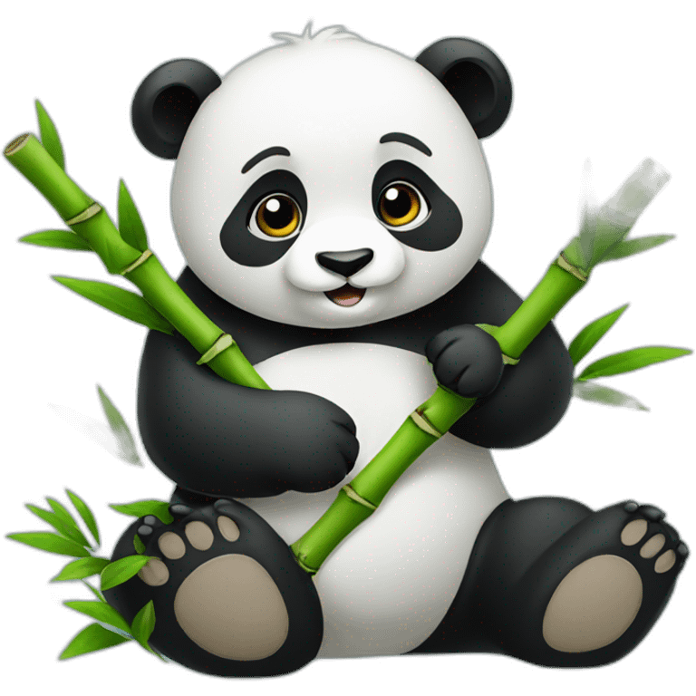 panda eating bamboo emoji