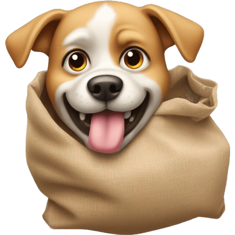 Dog with sack of balls as a chin emoji