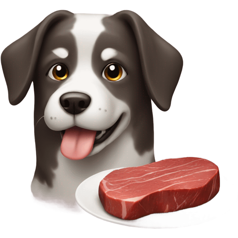 dog with a gourmet steak emoji