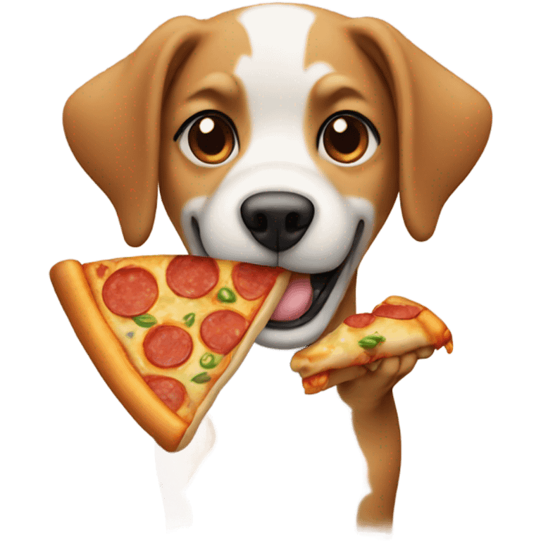 Dog holding pizza emoji