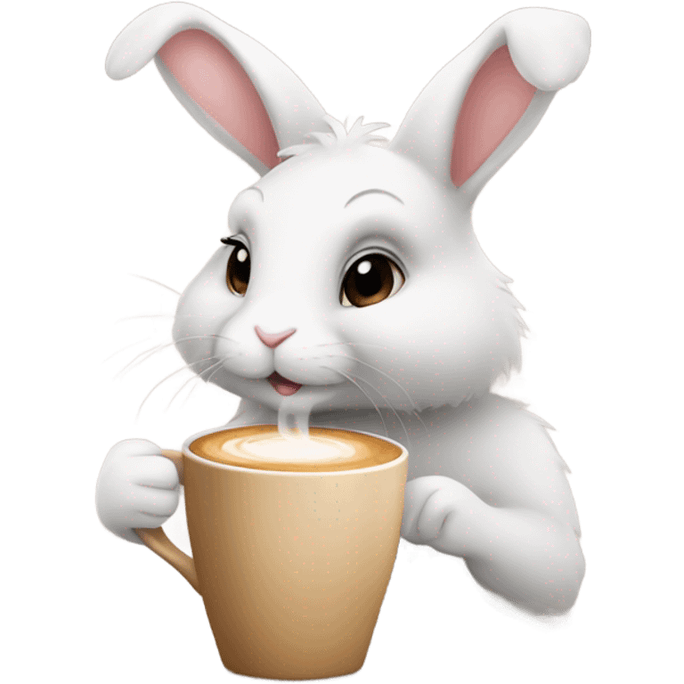 Female bunny drinking coffee emoji