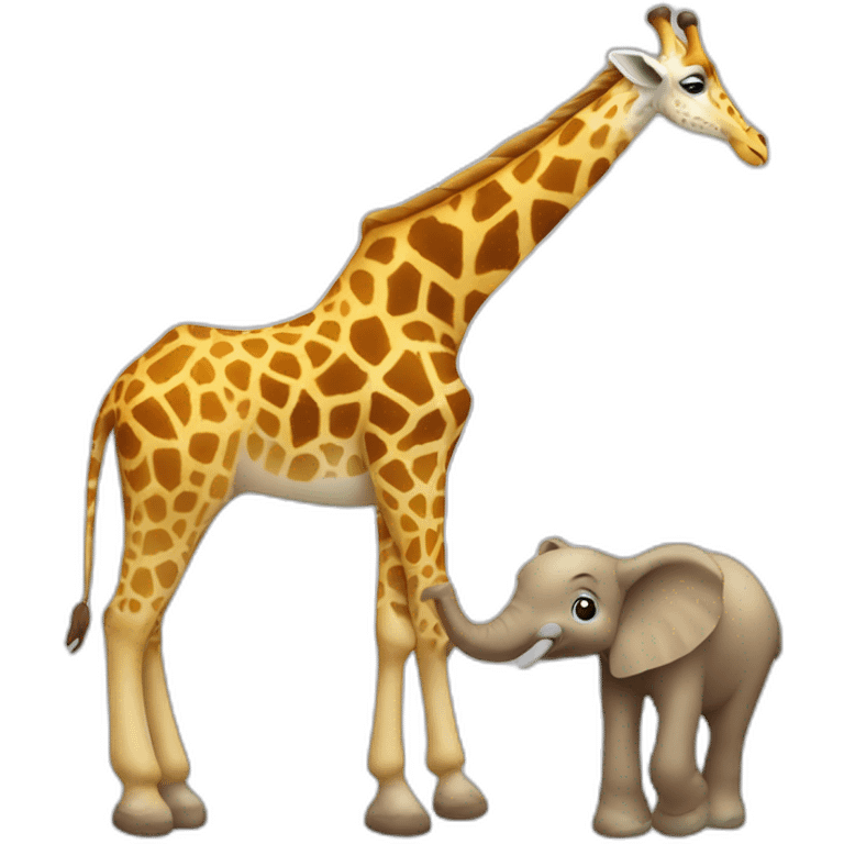 Une girafe sur un éléphant  emoji