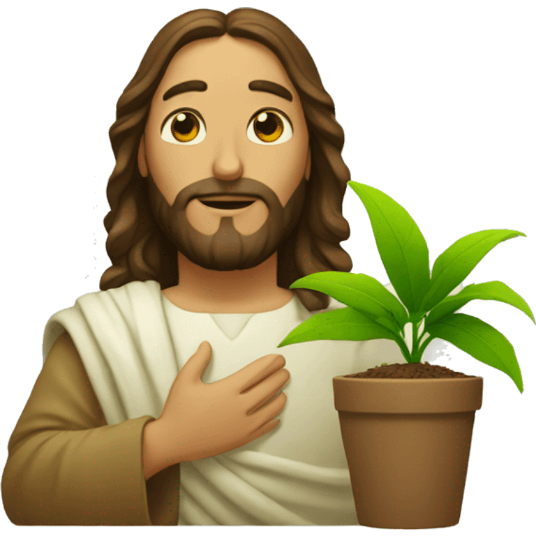 Jesus Christ with a plant emoji