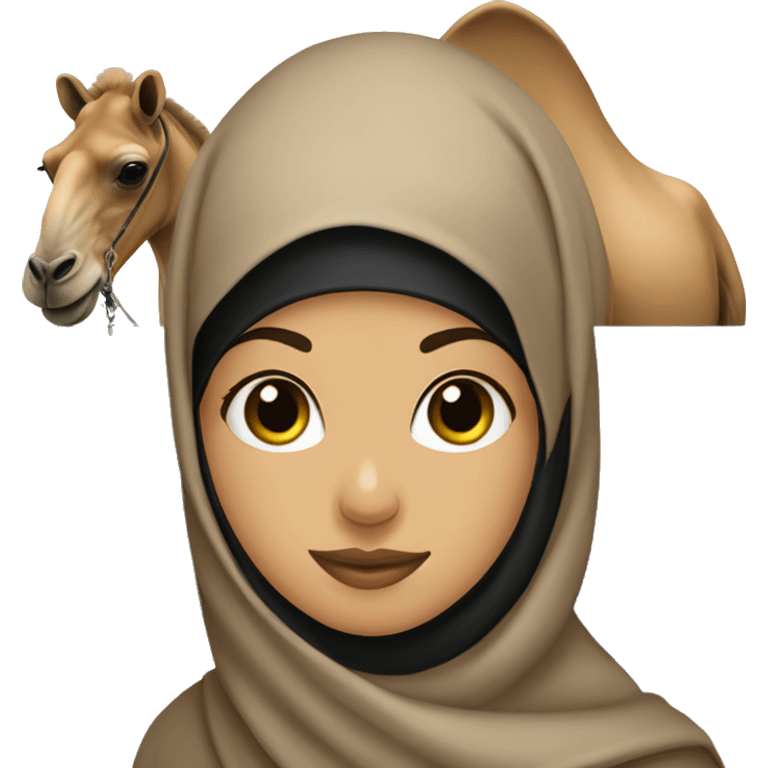 Hijab girl with camel that wears black mask emoji