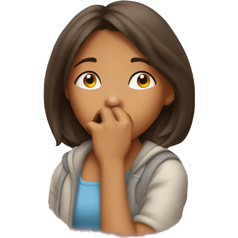 a girl sniffing her nose emoji