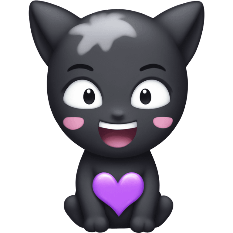 pastel kuromi winking with a purple heart emoji