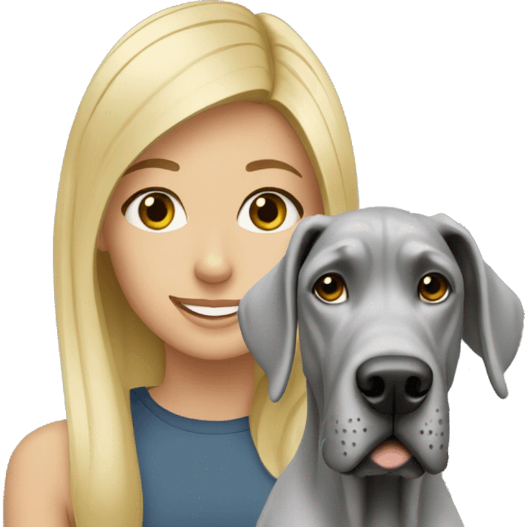 Blonde girl with a grey great dane dog emoji