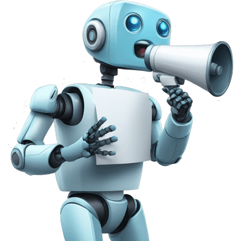 robot holding a megaphone emoji