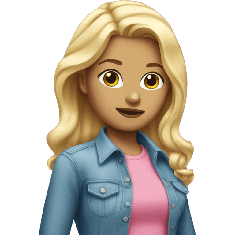 pink shirt blonde girl side part emoji