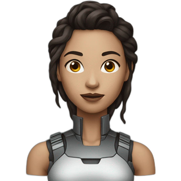 cyborg woman dark brown hair emoji