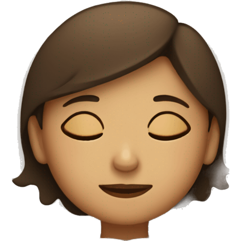 Girl with short brown hair sleeping on couch emoji