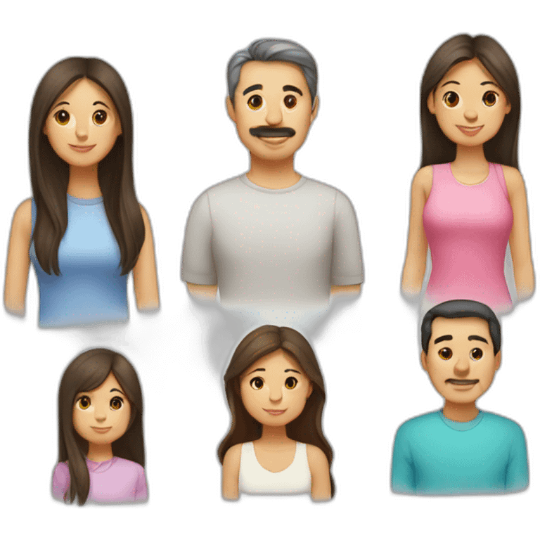 Family, dad is asian, mom is tatar, daughter is with long hair emoji