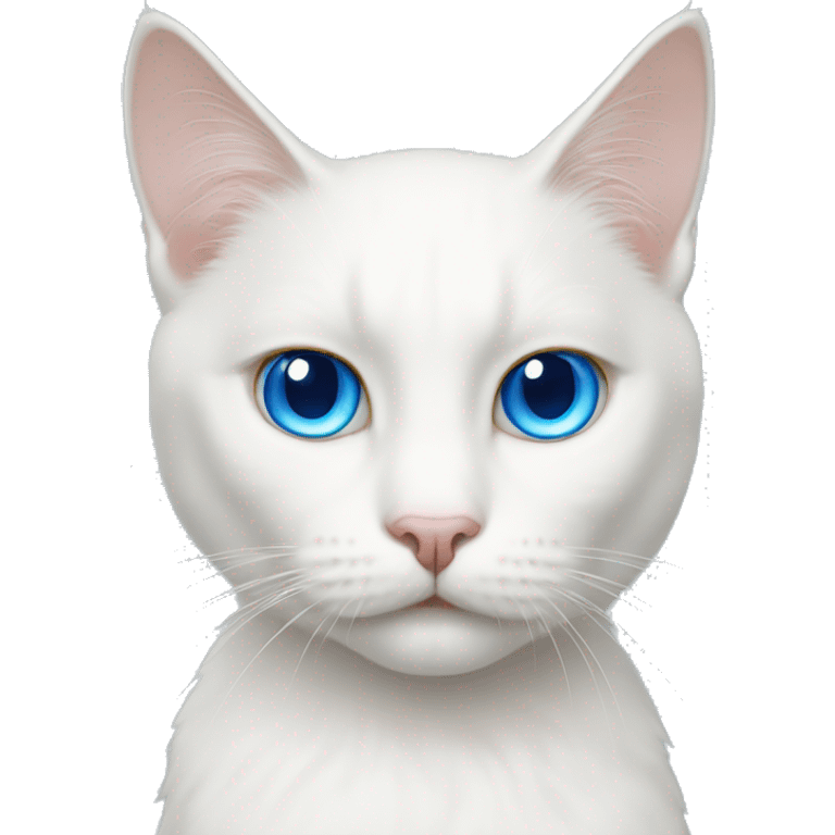 white cat one blue eye one gold eye emoji