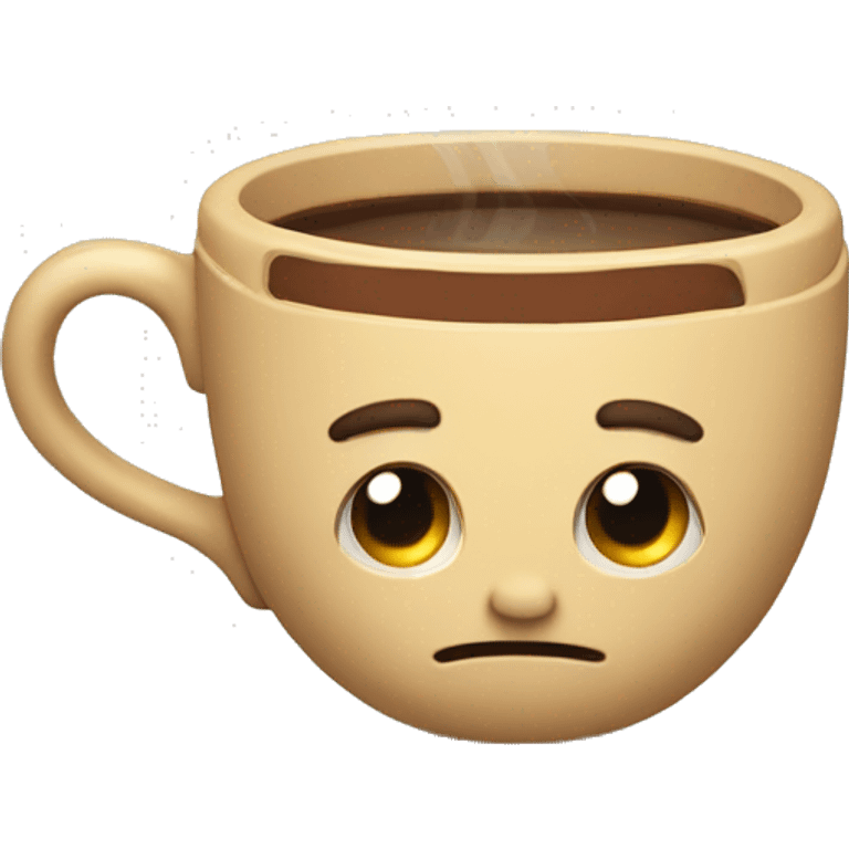 A cute emoji offering a cup of coffee or tea with a tired but determined expression. emoji