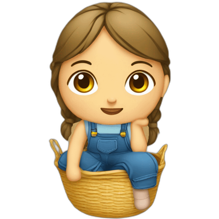 Fille assise sur un tas de paille emoji