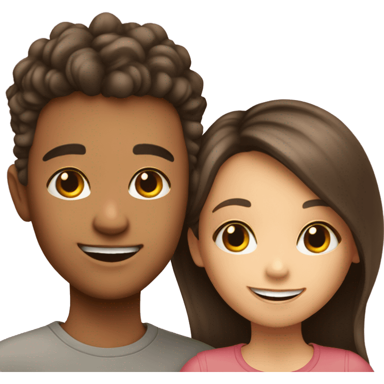 boy and girl smiling together selfie emoji