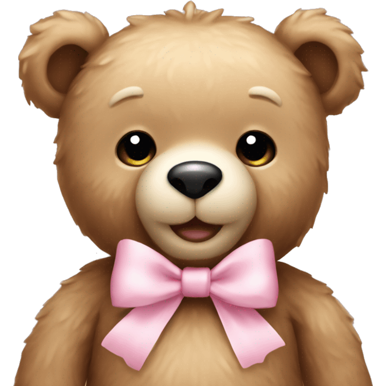 Teddy bear with light pink bow  emoji