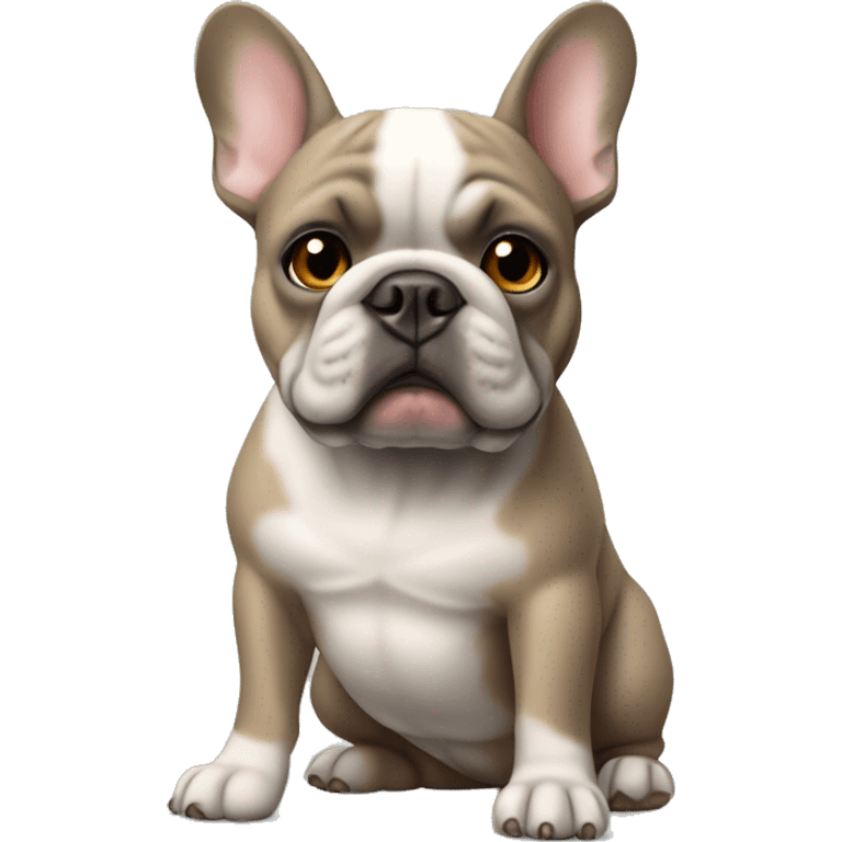 Gray and tan French bull bulldog missing front right arm  emoji