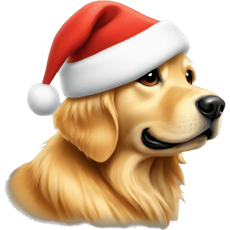 golden retriever in santa hat  emoji