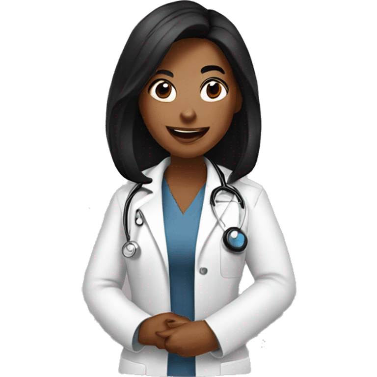 A female doctor with black hair Recording podcast emoji