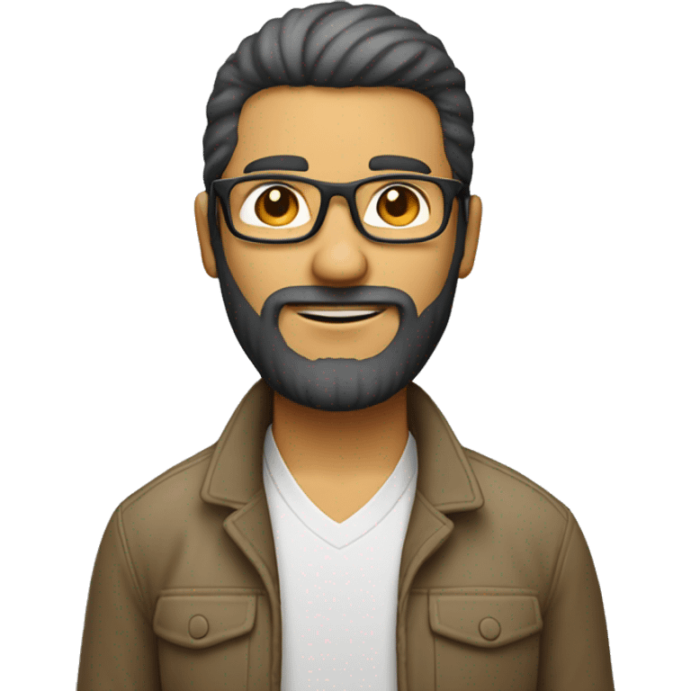 programmeur blanc sans cheuveux avec de barbe degradé et lunette emoji