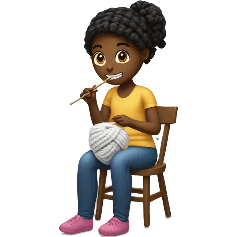 Girl crocheting emoji