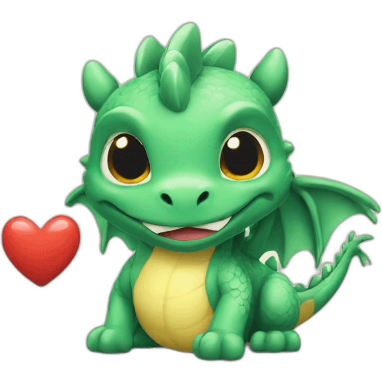 Sweet dragon with heart emoji