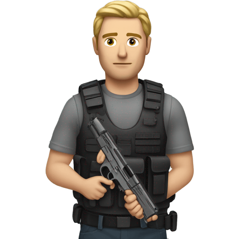 a white man holding 2 pistol emoji