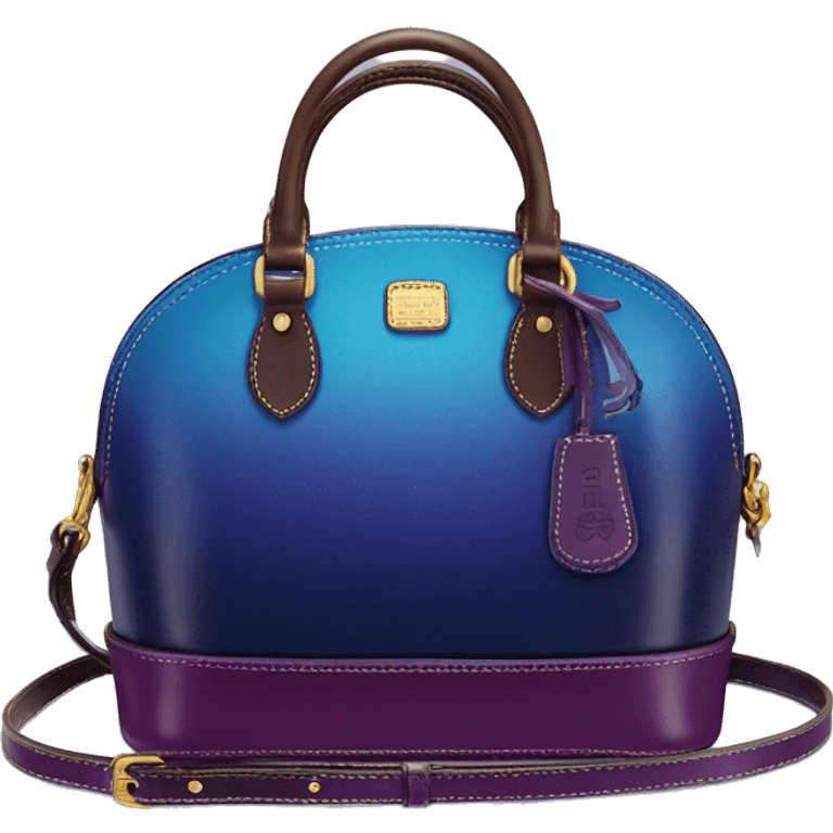 Realistic dark blue to dark purple ombre dooney and bourke domed satchel purse.  emoji