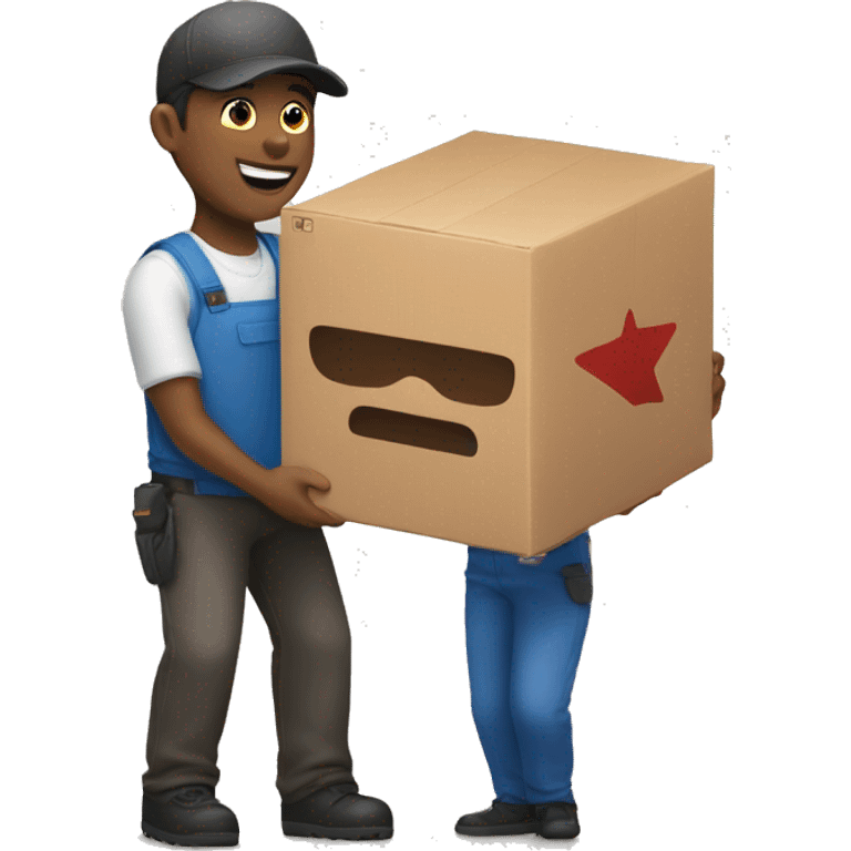 a delivery guy handles a box to customer emoji