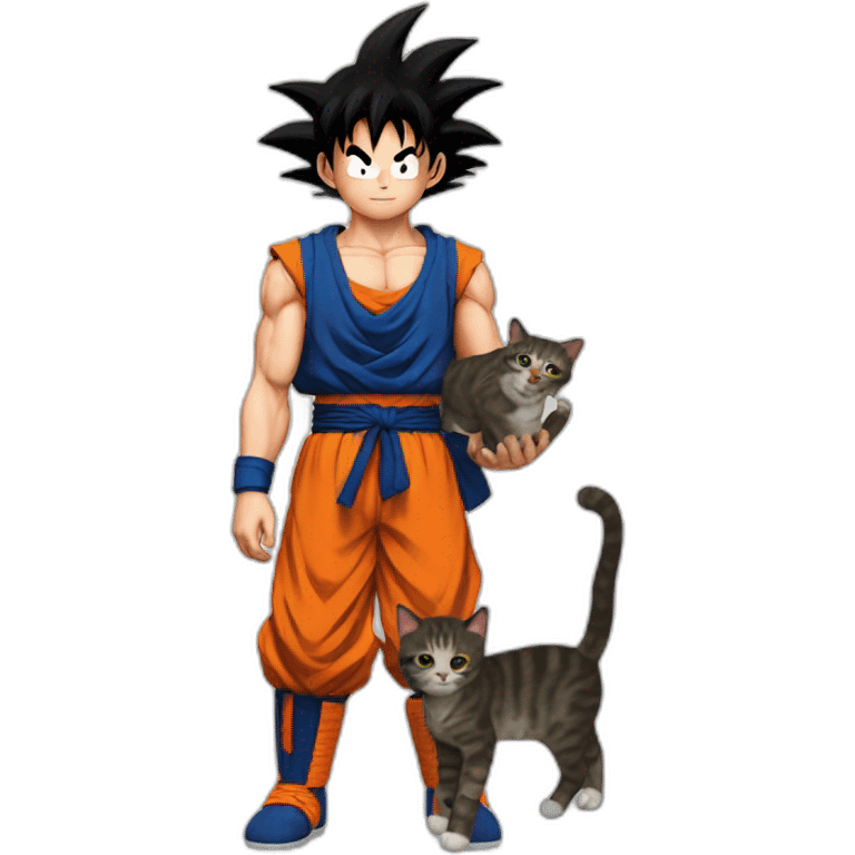 Son Goku with a cat  emoji