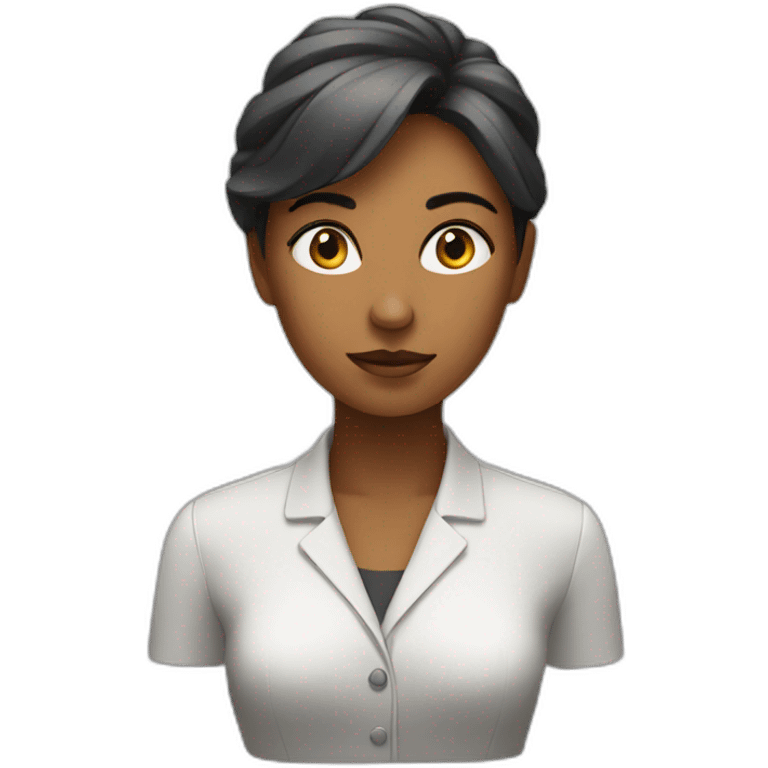 highly focused woman head working emoji