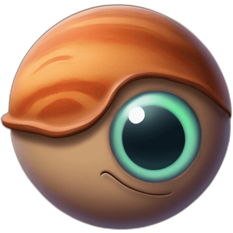 planet Mars with a cartoon snail face with raised eyebrow emoji