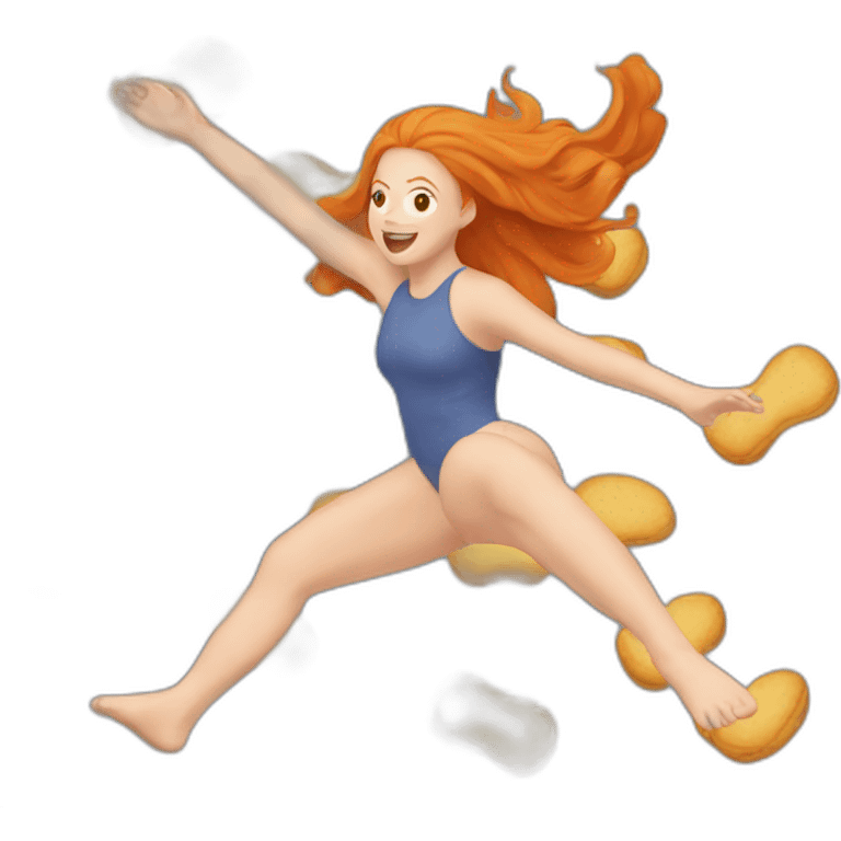 ginger girl doing a backflip emoji