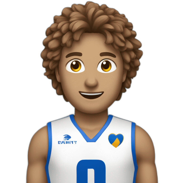 Handball joueur blanc aucheveux brun avec un maillot bleu emoji