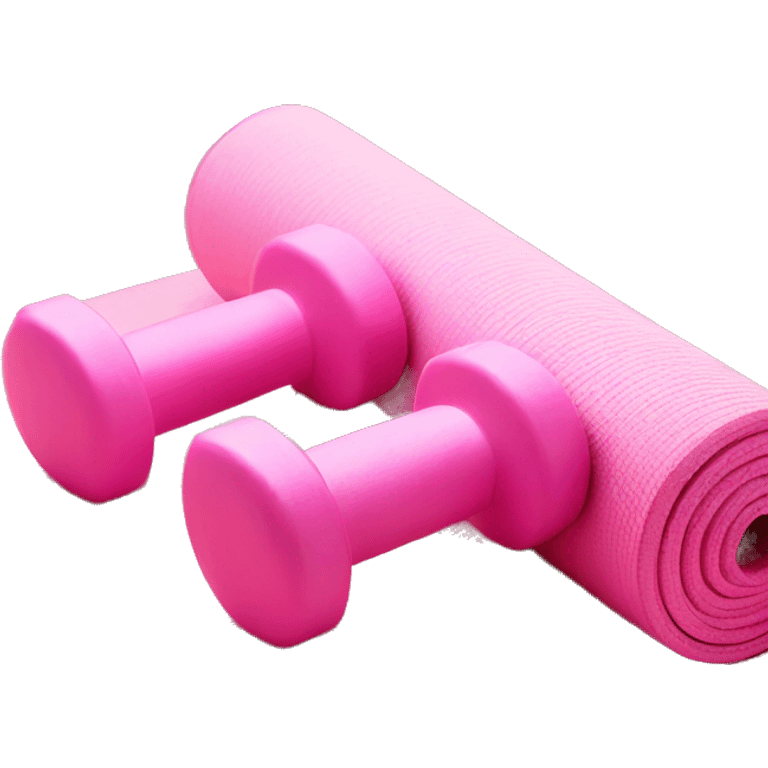 light pink yoga mat and dumbbells emoji