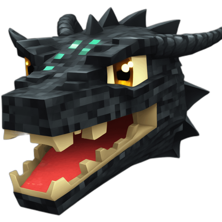 Minecraft Glitter Black Dragon Head With Diamond Horn emoji