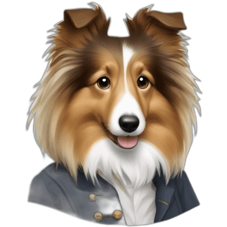 Sheltie with sherlock holms outift emoji