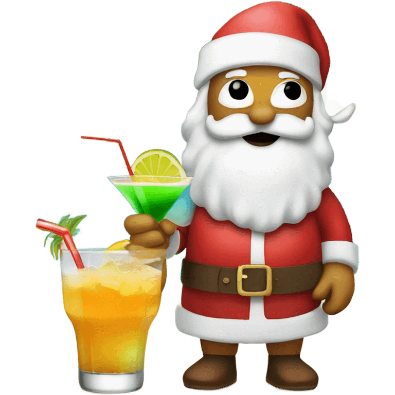 Santa with a cocktail at the beach  emoji