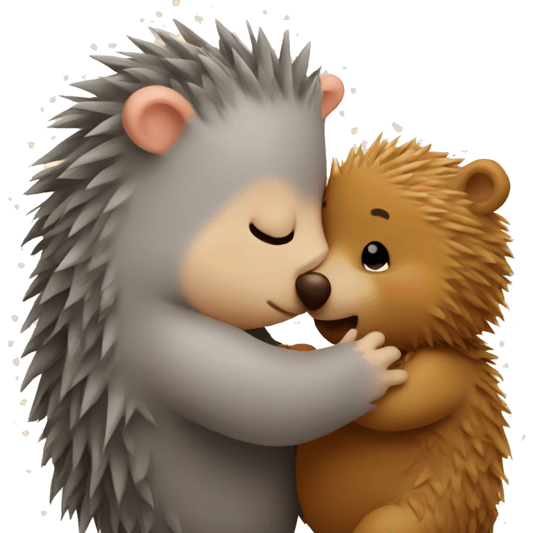 hedgehog kissing a bear emoji