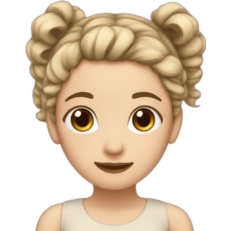 Girl,Beige,black Twin Tail Hair emoji