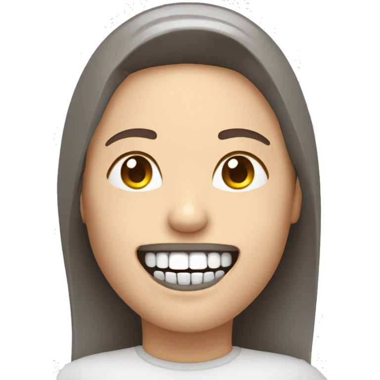 person with line metal braces ontop of white teeth emoji