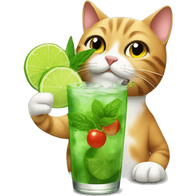 cat drinking a mojito  emoji