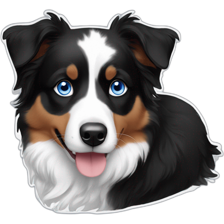 miniature black, white and fire with blue eyes australian shepherd emoji