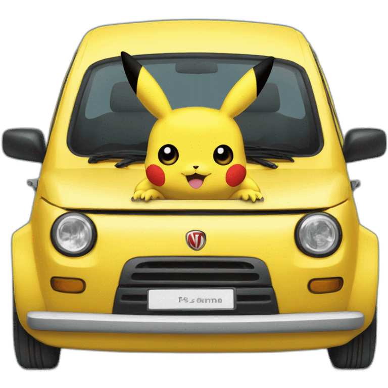 Pikachu riding a fiat panda emoji